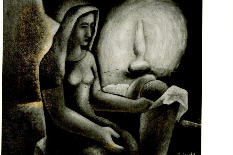Mikuláš Galanda, Nad kolébkou, 1929, olej, plátno